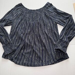 Lucky Brand Navy and White Women's Blouse